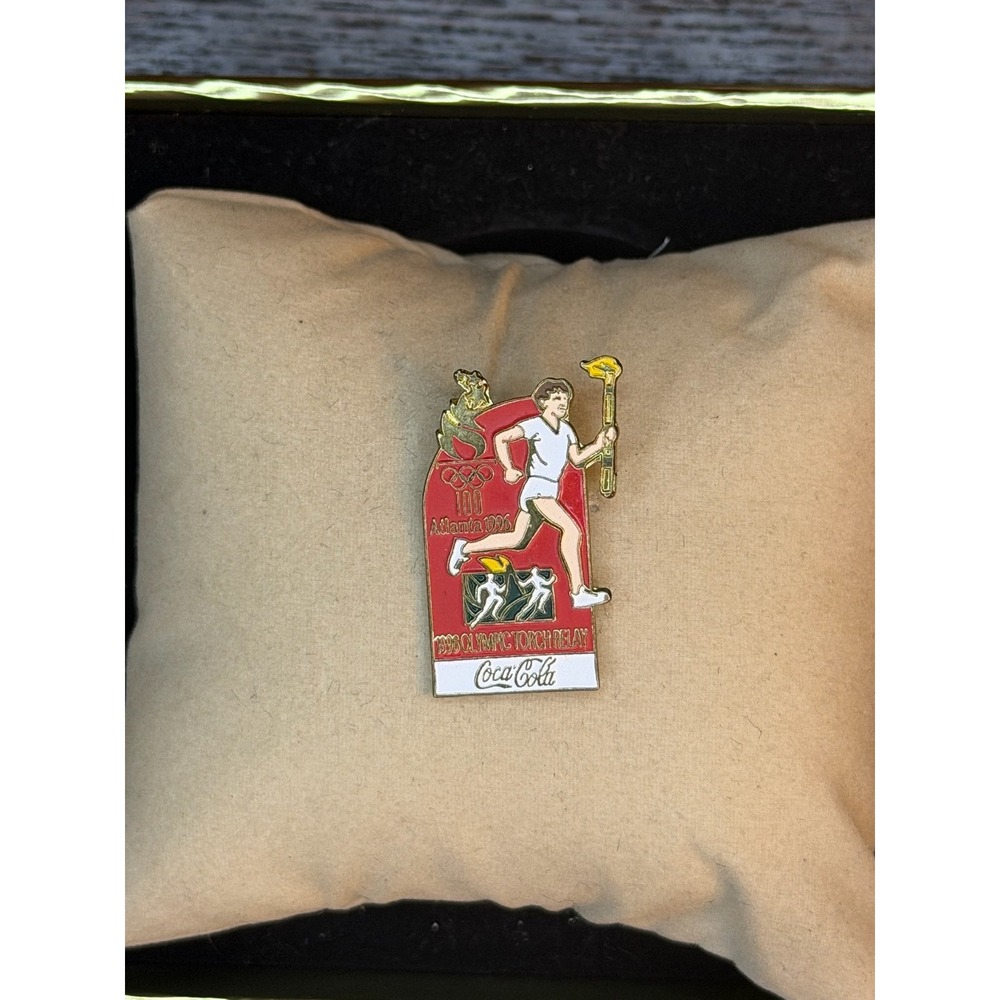 Vintage 1996 Atlanta Centennial Olympic Torch Relay Coca-Cola Enamel Lapel Pin